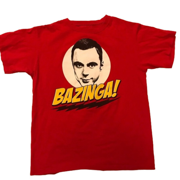 The Big Bang Theory Other - MEN’S Medium Red T-shirt With Sheldon Cooper/ Big Bang Theory Graphic. Unisex.